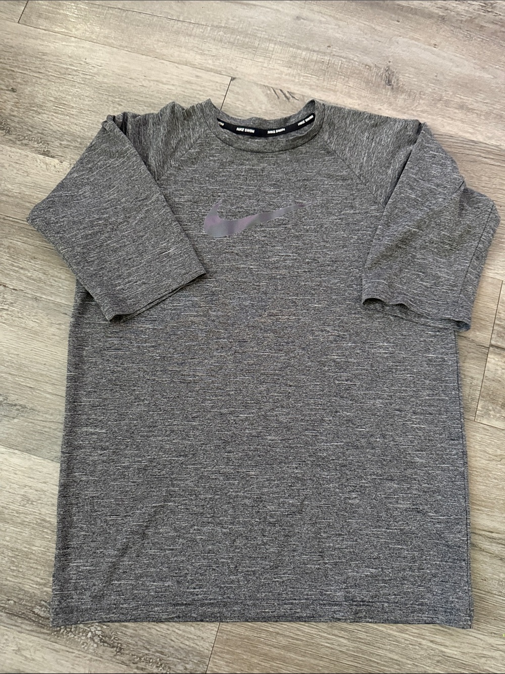 Nike Heather Gray Kids Short-Sleeve Swim Rashguard